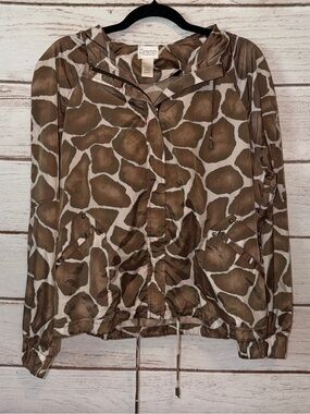 Zenergy by Chico’s Giraffe Print Hooded Zip Jacket Size 1